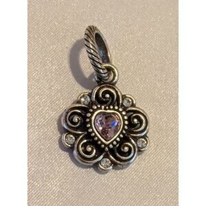 Brighton Flower Charm Swarovski Crystal Purple February Birthstone Retired EUC